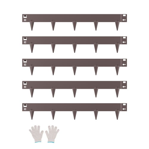 VEVOR Borde de Acero Galvanizado para Paisajismo, 990 x 156 x 1,5 mm, 5 Piezas de Borde de Metal Resistente a la Oxidación con Dientes Afilados, Divisor de Camino para Parterres de Flores, Marrón