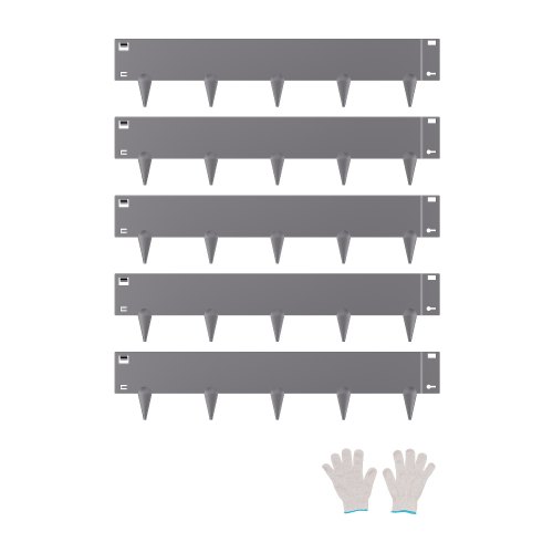 VEVOR Borde de Acero Galvanizado para Paisajismo, 990 x 207 x 1,5 mm, 5 Piezas Borde de Metal Resistente a la Oxidación con Dientes Afilados, Divisor Camino para Parterres de Flores, Gris Oscuro