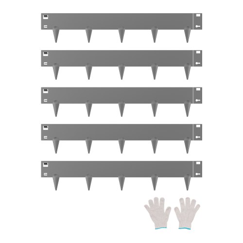VEVOR Borde de Acero Galvanizado para Paisajismo, 990x181x1,5 mm, 5 Piezas de Borde de Metal Resistente a la Oxidación con Dientes Afilados, Divisor de Camino para Parterres de Flores, Gris Oscuro