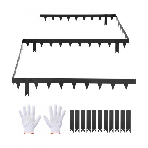 VEVOR Borde de Césped de Acero Galvanizado, 1016 x 114 mm, 11 Placas de Conexión, 10 Piezas de Borde, Delimitador Exterior Metálico, Bordura de Jardín con Guantes para Senderos Parterres Paisajismo