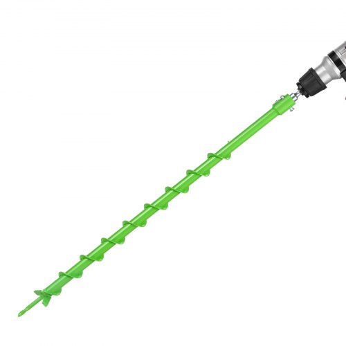 VEVOR Broca Helicoidal para Plantar Ø 80 x 790 mm Compatible con Taladros de 20 mm de Diámetro Interior, Herramienta para Plantar Bulbos, Accesorios para Perforar Postes y Cercas de Jardín, Verde