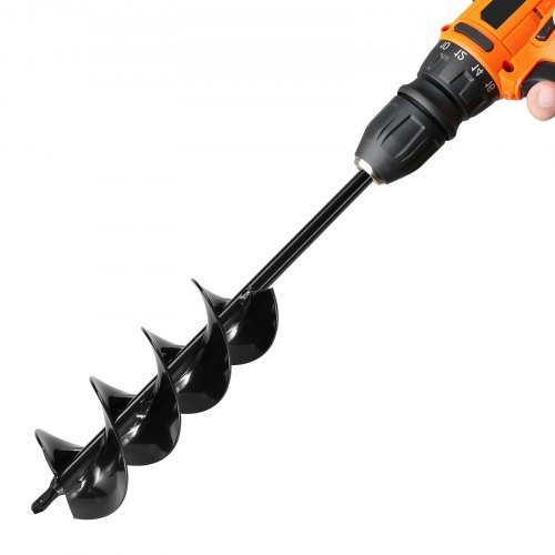 VEVOR Brocas de Barrena para Plantar Bulbos 80 x 420 mm Broca Helicoidal para Taladros Herramienta Robusta para Perforar Agujeros en Jardines, Excavar Postes y Cercas, Construcción de Acero, Negro