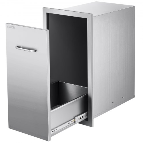 VEVOR Cajón de Basura para Cocina Exterior, Barbacoa e Islas de Cocina, 344 x 498 x 655 mm, Almacenamiento Interior, de Acero Inoxidable, para Bombonas de Gas Propano, Carga Máxima 25 kg, Plata