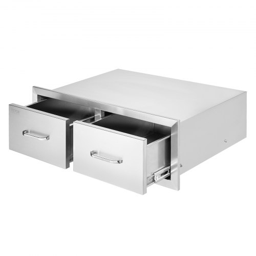 VEVOR Cajonera de Acero Inoxidable Doble Horizontal 75 x 50 x 25 CM Cajonera de Cocina Cajón para Barbacoa Cajonera para Cocina Armario de Cajones Cajón Barbacoa
