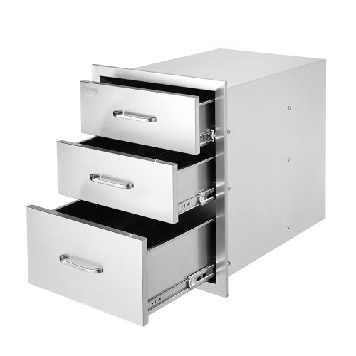 VEVOR Cajonera de Acero Inoxidable Tres Cajones 458 x 585 x 585 mm Cajonera de Cocina Cajón para Barbacoa Cajonera para Cocina Armario de Cajones Cajón Barbacoa