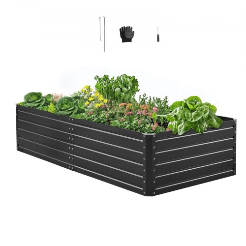 VEVOR Cama Elevada de Jardín 203,2 x 101,6 x 47 cm, Jardinería Elevada Placa de Galvalume para Cultivo de Flores Plantas Hierbas Huerto Urbano, para Jardín Terraza Patio Balcón con Accesorios