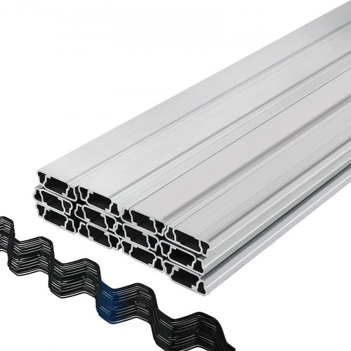 VEVOR Canal de Bloqueo de Aleación de Aluminio Alambre de Resorte de PE y Hierro para Invernadero 40 Combos Perfil Sujetador 2 m Perfil de Aluminio para Partición de Invernaderos Canal en forma de U