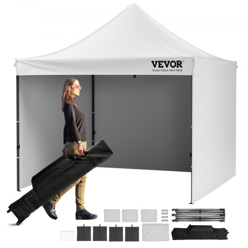 VEVOR Carpa Gazebo Emergente 304,8x304,8cm Carpa para Cenador Impermeable de Paredes Laterales Extraíbles Resistente a los Rayos UV con Bolsa con Ruedas para Exteriores, Jardín, Fiesta, Camping, Patio