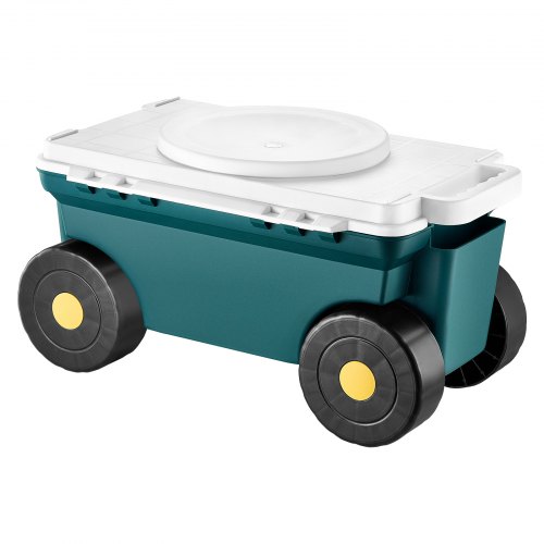 VEVOR Carrito Asiento de Jardín con Ruedas de PP y Contenedor de Almacenamiento Soporta hasta 123 kg Asiento Móvil Ligero para Trabajar para Jardinería, Deshierbe, Plantación, 520 x 310 x 280 mm