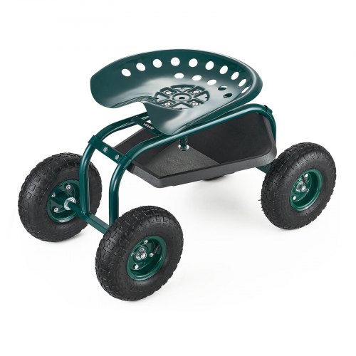 VEVOR Carrito Asiento Giratorio de Jardín con Ruedas Altura Ajustable con Bandeja para Herramientas Soporta hasta 136 kg Asiento Móvil para Jardinería, Deshierbe, Plantación, 800 x 487 x 460/540 mm