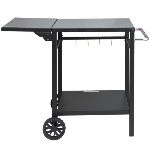 VEVOR Carrito de Comedor para Barbacoa al Aire Libre con Estante Doble, Mesa Móvil de Preparación de Alimentos para Barbacoa, Mesa de Hierro Plegable Multifuncional, Carros Modulares para Exteriores