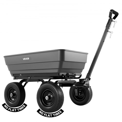 VEVOR Carro de Jardín Basculante Capacidad de Carga 544 kg Carrito de Mano, para Herramientas Jardinería Construcción, Carretilla de Transporte con Mango Flexible, Ruedas Todo Terreno, Marco de Acero