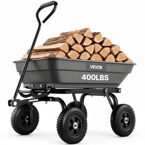 VEVOR Carro de Jardín con Función Basculante Carga de 181 kg, Carro de Jardín de Polietileno Mecanismo de Volcado de 90°, con Ruedas Giratorias de 180°, Rodamientos Flexibles de 270° para Plantas
