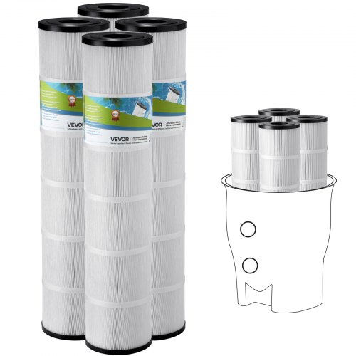 VEVOR Cartucho de Filtro para Piscina, Repuesto Para Jacuzzi de 4 x 12,1 m², Filtro de Cartucho de Plisado Trilobal Seguro para Niños y Mascotas Compatible con Pentair CCP520, R173578, PCC130