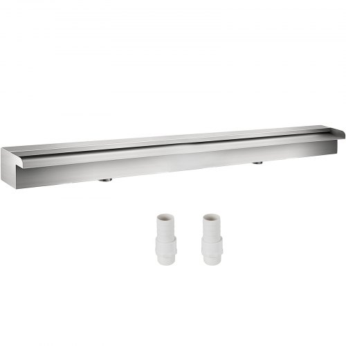 VEVOR Cascada de Agua de Acero Inoxidable 150 x 11,4 x 7,8 CM Fuente de Cascada Agua Fuente Rectangular para Piscina con Cascada y Conector de Tubería Rectangular para Jardín, Exterior, Patio