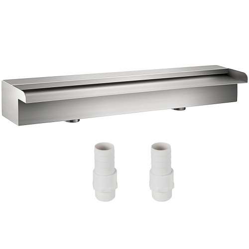 VEVOR Cascada de Agua de Acero Inoxidable 60 x 11,5 x 8 cm Fuente de Cascada Agua Acero Inoxidable Fuente Rectangular para Piscina, Jardín, Decoración