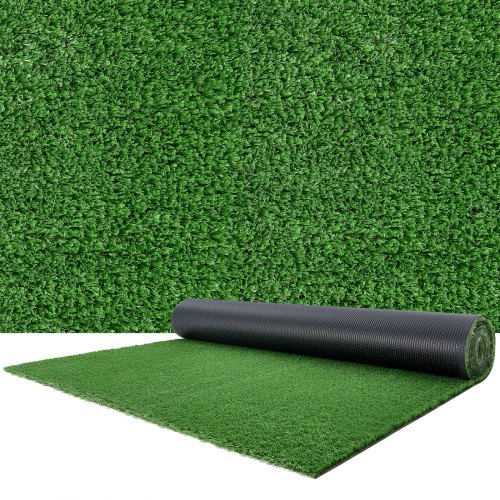 VEVOR Césped Artificial 304,8 x 91,44cm, Rollo Césped Sintético de PP con Altura de 1,5cm, Orificios de Drenaje, Alfombra de Aspecto Natural para Mascotas Terraza Patio Jardín Balcón Exterior Interior