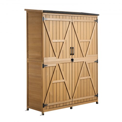 VEVOR Cobertizo de Jardín para Almacenamiento Caseta de Madera de Exterior, con Tejado Inclinado Puerta con Cerrojo Estantes, a Prueba de Lluvia, Armario para Herramientas en Jardín Patio Terraza