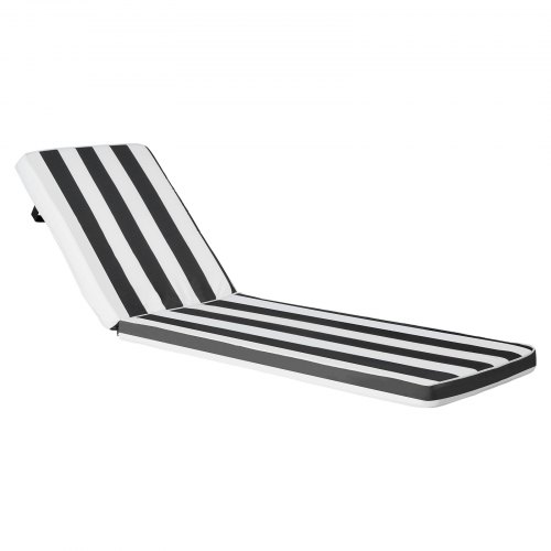 VEVOR Cojín para Tumbona, 2 PCS, Cojín 1889x561x71 mm para Silla de Jardín Resistente al Agua y a la Decoloración, Cojines de Repuesto para Tumbonas con Lazos para Exterior, Rayas Blancas y Negras