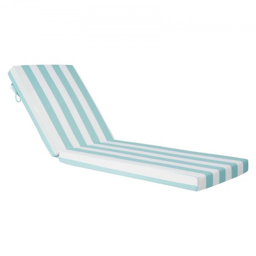 VEVOR Cojín para Tumbona, 2 PCS, Cojín 2032x660x98 mm para Silla de Jardín Resistente al Agua y a la Decoloración, Cojines de Repuesto para Tumbonas con Lazos para Exterior, Rayas Verdes y Blancas