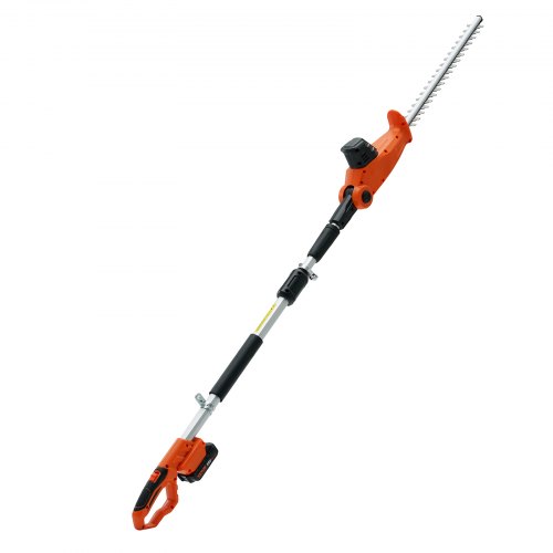 VEVOR Cortasetos a Batería 20 V Cortasetos Inalámbrico Cuchilla de Acero de Doble Filo 45,7 cm Mástil Telescópico 188-239 cm Cortasetos Eléctrico con Cargador Rápido para Plantas Altas