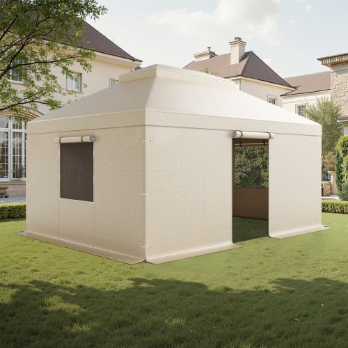 VEVOR Cubierta para Cenador de Invierno, Cubierta de Cenador con Laterales y Ventanas de Malla, Compatible con Cenadores de 2 Pisos de 3,66 x 4,87 m Material de Polietileno, Cenadores no Incluidos
