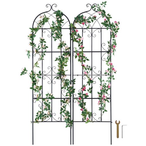 VEVOR Enrejado de Metal para Plantas Trepadoras 51 x 180 cm Soporte para Rosas Trepadoras 2 Piezas Arco para Enredaderas Soporte para Pepinos Decorativo para Clemátides para Patio, Césped, Jardín
