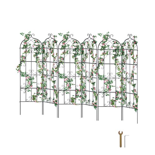 VEVOR Enrejado de Metal para Plantas Trepadoras 51 x 180 cm Soporte para Rosas Trepadoras 6 Piezas Arco para Enredaderas Soporte para Pepinos Decorativo para Clemátides para Patio, Césped, Jardín