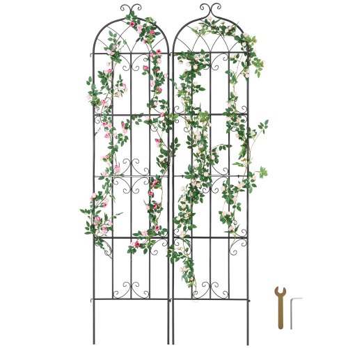 VEVOR Enrejado de Metal para Plantas Trepadoras 51 x 220 cm Soporte para Rosas Trepadoras 2 Piezas Arco para Enredaderas Soporte para Pepinos Decorativo para Clemátides para Patio, Césped, Jardín