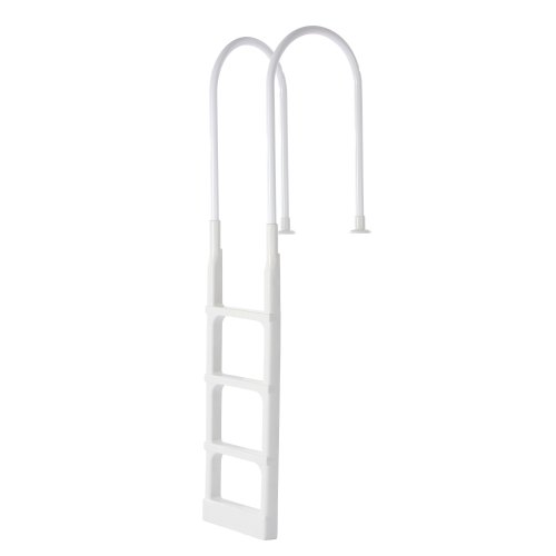 VEVOR Escalera para Piscina, 4 Escalones con Pasamanos Dobles, para Piscinas Enterradas y Elevadas de Superficie de Cubierta en Interiores y Exteriores, Carga de 136 kg, 540 x 500 x 2110 mm, Blanco