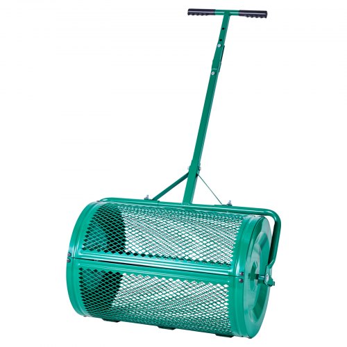 VEVOR Esparcidor de Compost Ancho de 67 cm con Asa de Empuje Remolque 4 Alturas Ajustables Esparcidor de Turba de Acero con Recubrimiento en Polvo para Jardín, Césped, Terreno Agrícola, Verde