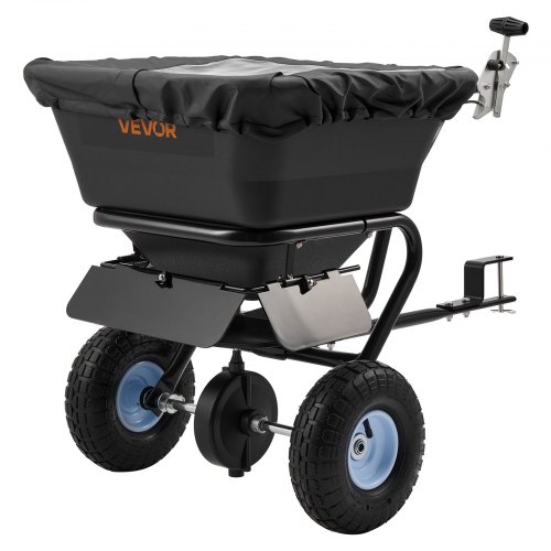 VEVOR Esparcidor de Compost Remolcado Ancho de Esparcimiento de 0 a 3 m Esparcidor de Turba con Ruedas Carga de Tolva de 38,6 kg para Semillas, Fertilizantes, Derretimiento de hielo para Césped