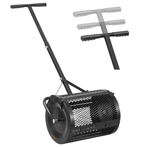 VEVOR Esparcidor de Compostaje 34 L, Ancho de Trabajo de 42 cm, Esparcidor de Abono Semillas Fertilizante Musgo, Cesto de Malla Metálica con Asa Ajustable de 3 Alturas, Distribuidor para Césped Jardín
