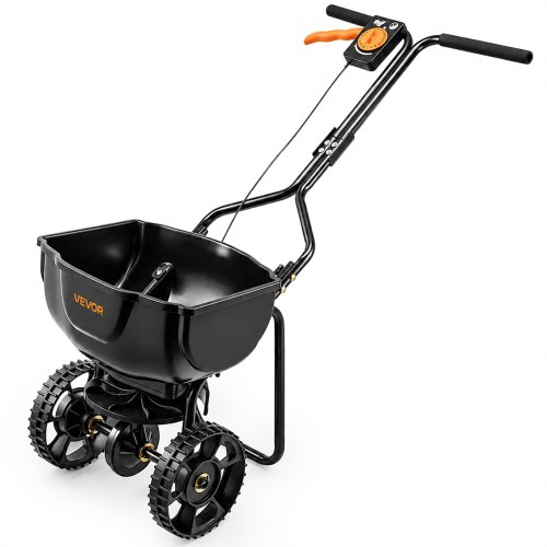 VEVOR Esparcidor de Empuje Manual Capacidad de 6,8 kg, Esparcidor de Compost con Rejilla de Tolva y Neumáticos, Ancho de Esparcimiento de 0 a 3 m para Semillas y Fertilizantes, para Jardín, Césped