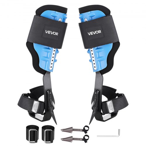 VEVOR Espuelas para Trepar Árboles, Escalada Ajustable en Altura, con Correas y Almohadilla Acolchada, Carga de 159 kg, Acero de Alta Resistencia, para Recolección de Fruta y Caza, Azul Cielo