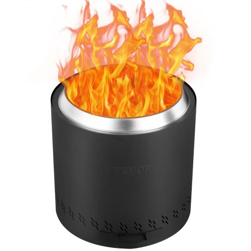 VEVOR Estufa de fuego sin humo Bonfire, alto: 15,4 pulgadas x diámetro: 15,7 pulgadas, chimeneas de leña con cenicero extraíble, brasero portátil para exteriores de acero inoxidable SUS430, para acampar en el patio al aire libre