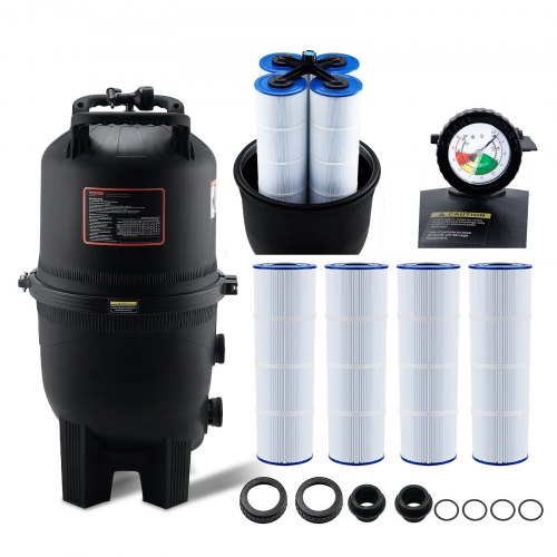 VEVOR Filtro de Piscina de Cartucho \30 m² Filtro de Piscina Enterrada Sistema de Filtración de Piscina sobre el Suelo con Filtro Mejorado a Prueba de Fugas para Jacuzzi, Spa, Piscina Inflable