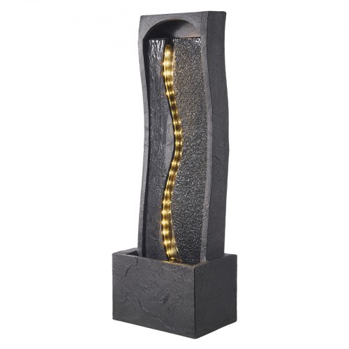 VEVOR Fuente de Agua para Exteriores, 98 cm de Altura, Fuente de Cascada Moderna de Una Sola Capa con Base de Roca, Luz LED y Bomba para Jardín, Patio, Decoración del Hogar, Exterior, Negro