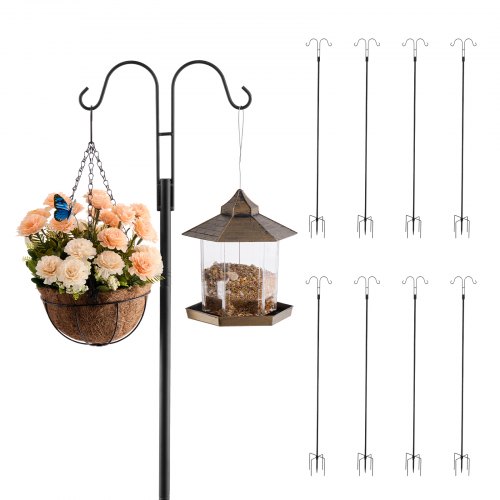 VEVOR Ganchos de Pastor Dobles para Comedero de Pájaros, Ganchos de Jardín de 19 mm de Grosor para Colgar Comederos para Colibríes, Cestas para Plantas, Faroles Solares y Campanillas de Viento