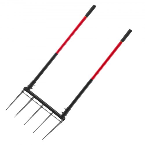 VEVOR Horca Ancha de 5 Dientes con Mangos Dobles de Fibra de Vidrio, Resistente, Diseño Ergonómico en Forma de U, Herramienta de Jardinería para Compostaje, Trasplante y Aireación, 1370 x 515 mm