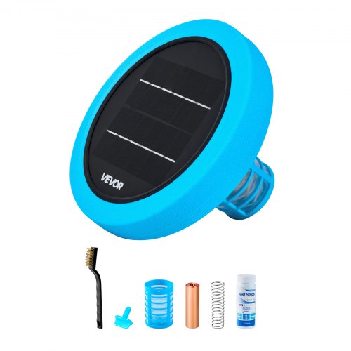 VEVOR Ionizador Solar para Piscinas hasta 132.489 L, Purificador de Agua con Ionización de Cobre 20,5 cm, con Ánodo de Cobre, Resorte, Cepillo para Evitar Olores Desagradables, Molestias en Piel