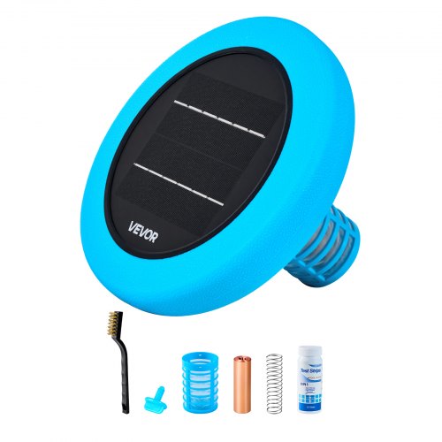 VEVOR Ionizador Solar para Piscinas hasta 170.343 L, Purificador de Agua con Ionización de Cobre 22,5 cm, con Ánodo de Cobre, Resorte, Cepillo para Evitar Olores Desagradables, Molestias en Piel