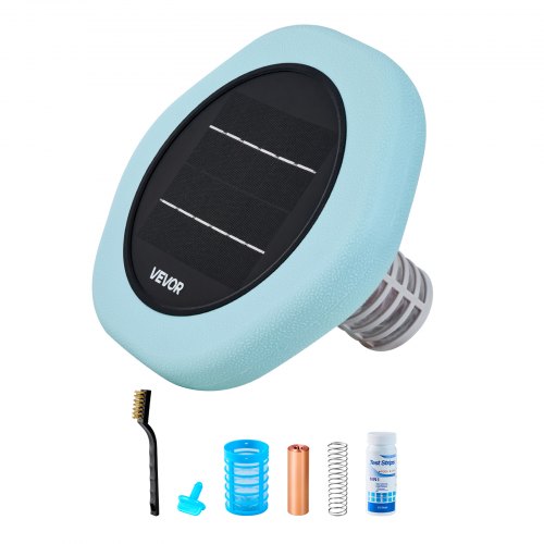VEVOR Ionizador Solar para Piscinas hasta 170.343 L, Purificador de Agua con Ionización de Cobre Hexágono, con Ánodo de Cobre, Resorte, Cepillo para Evitar Olores Desagradables, Molestias en Piel