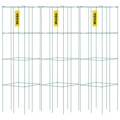 VEVOR Jaulas para Tomates, 37 x 37 x 100 cm, Jaulas Cuadradas de Soporte para Plantas Resistentes, Torres de Tomate de Acero Recubiertas de PVC Verde para Trepar Verduras, Plantas, Flores, Frutas