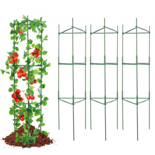 VEVOR - Jaulas para tomates de 6 paquetes para jardín, soporte para plantas enrejadas de tomates de 48 pulgadas, jaula apilable de soporte para plantas altas, para parterres elevados, verduras, flores y plantas trepadoras