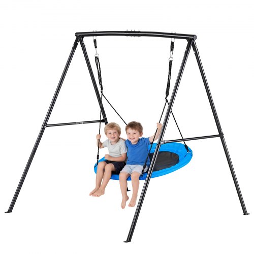 VEVOR Juego de Columpio Infantil Exterior, 180 x 184 x 181 cm, Set de Columpio de Jardín para Niños, Carga de 199,6 kg, con Asiento Nido, Altura Ajustable, Marco de Acero, para Terraza Patio, Negro