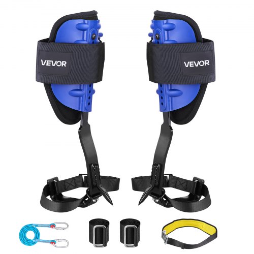 VEVOR Juego de Espuelas para Trepar Árboles, Escalada Ajustable en Altura, con Correas y Arnés de Cintura, Carga Máxima 159 kg, para Recolección de Fruta y Caza, 175 x 165 x 430 mm, Color Azul