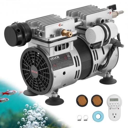 VEVOR Kit de Bomba de Aireación para Estanques Compresor de Aire 590 W Velocidad Nominal 1400 rpm Bomba de Aireación para Lagos Presión Máxima 0,3 MPa, Oxigenador de Agua, Temperatura -5 °C a 40 °C