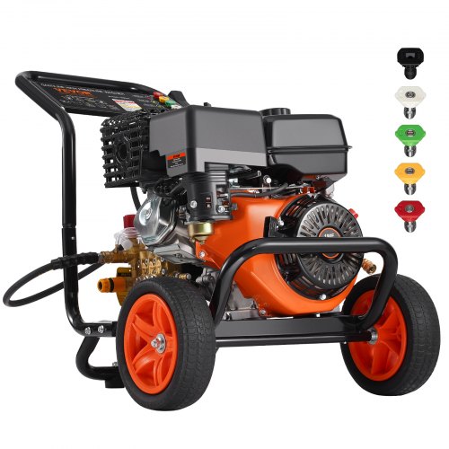 VEVOR Lavadora de Alta Presión a Gas 4400 PSI Limpiador de Alta Presión 15 L/min con Bomba de Cobre, Pistola Rociadora, Varilla de Extensión, 5 Boquillas para Casas, Vehículos, Patios