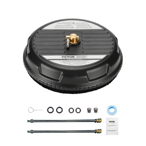 VEVOR Limpiador de Superficies con Hidrolavadora, Accesorios de Plástico con 4 Ruedas, 20,68 Mpa máx., 2 Boquillas Rociadoras, 2 Varillas Extendidas para Aceras, Patios y Terrazas, φ 385 x 120 mm